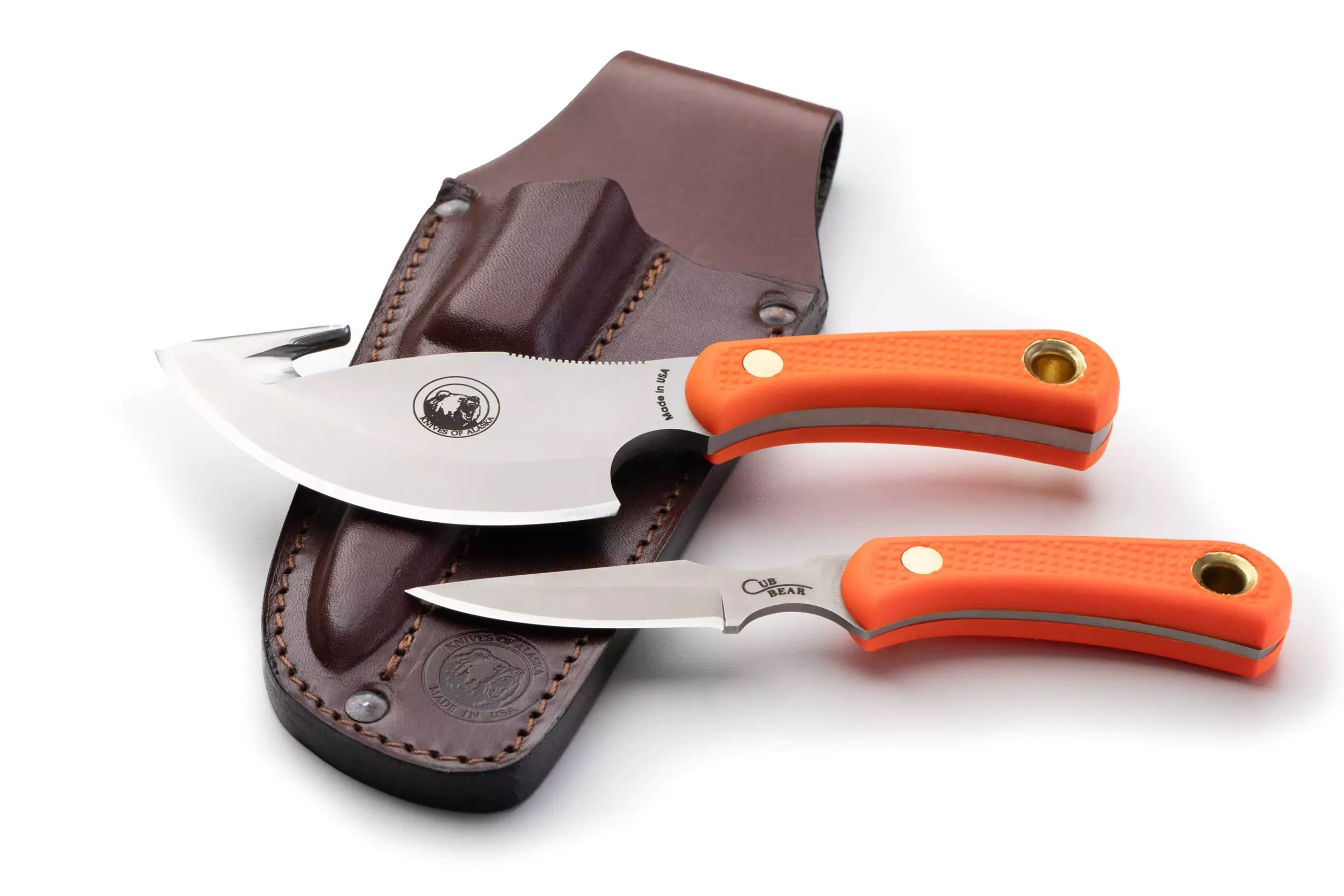 Light Hunter and Cub Bear combo with orange Suregrip handles and precision blades