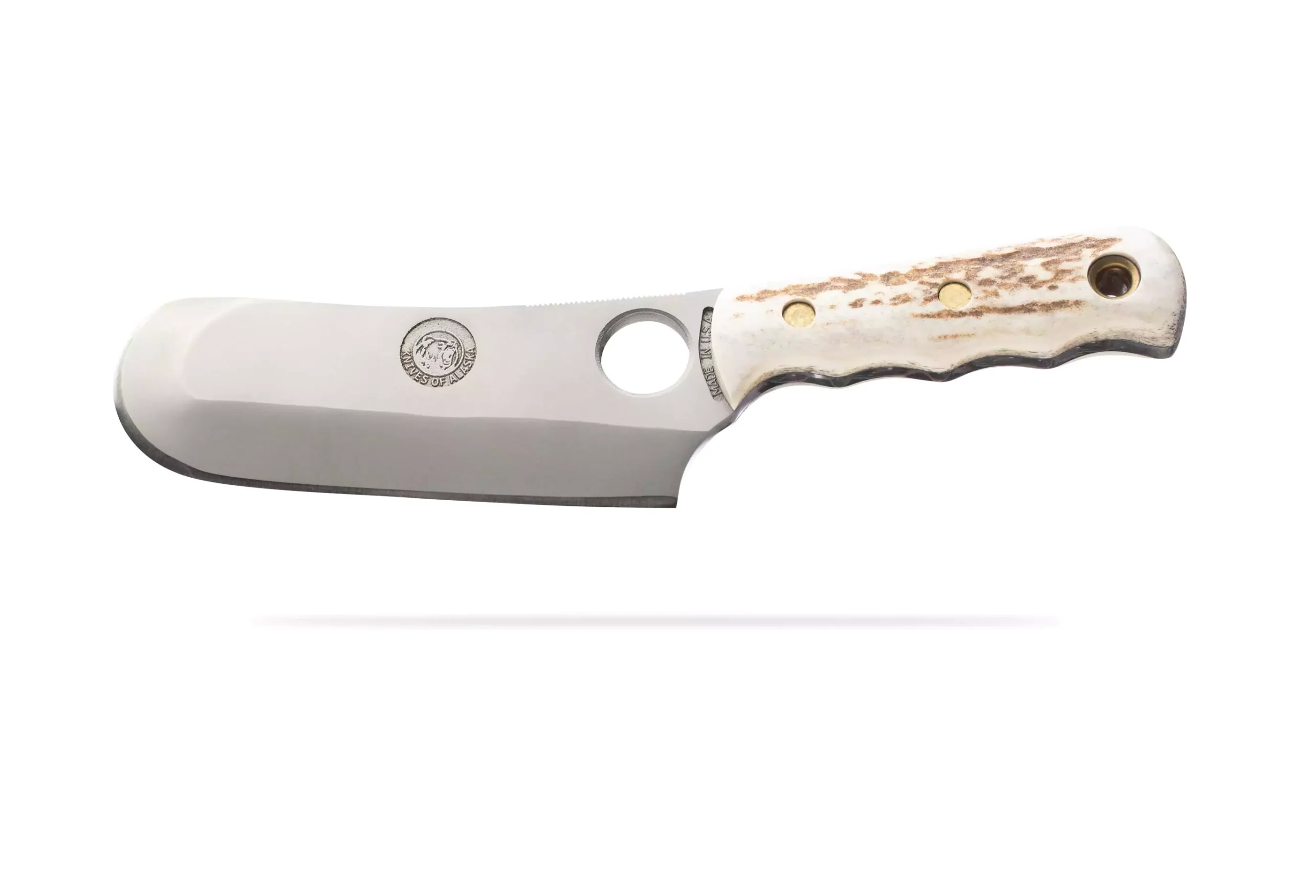 Knives of Alaska Brown Bear knife with stag handle and cleaver-style blade