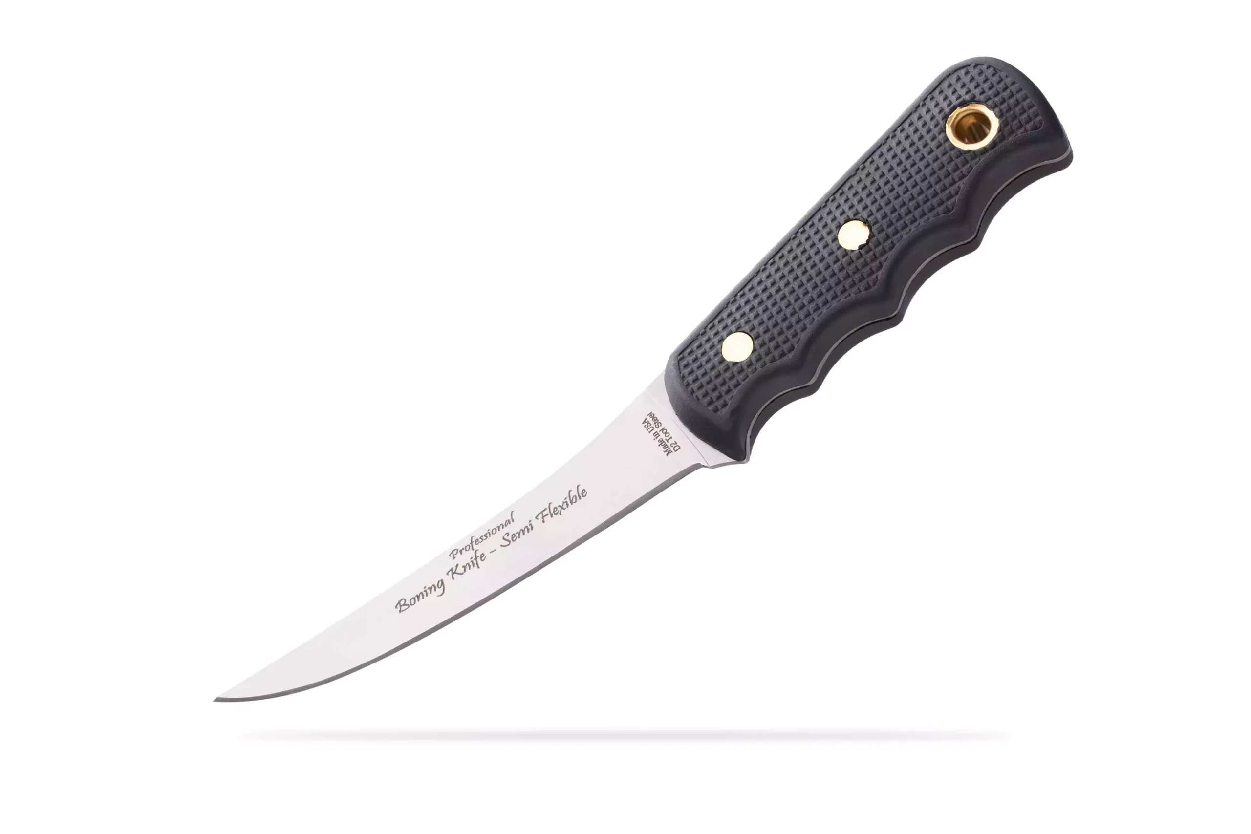Pro boning knife with semi flexible stainless steel blade and Sure Grip handle, ideal for precision meat cutting and processing.