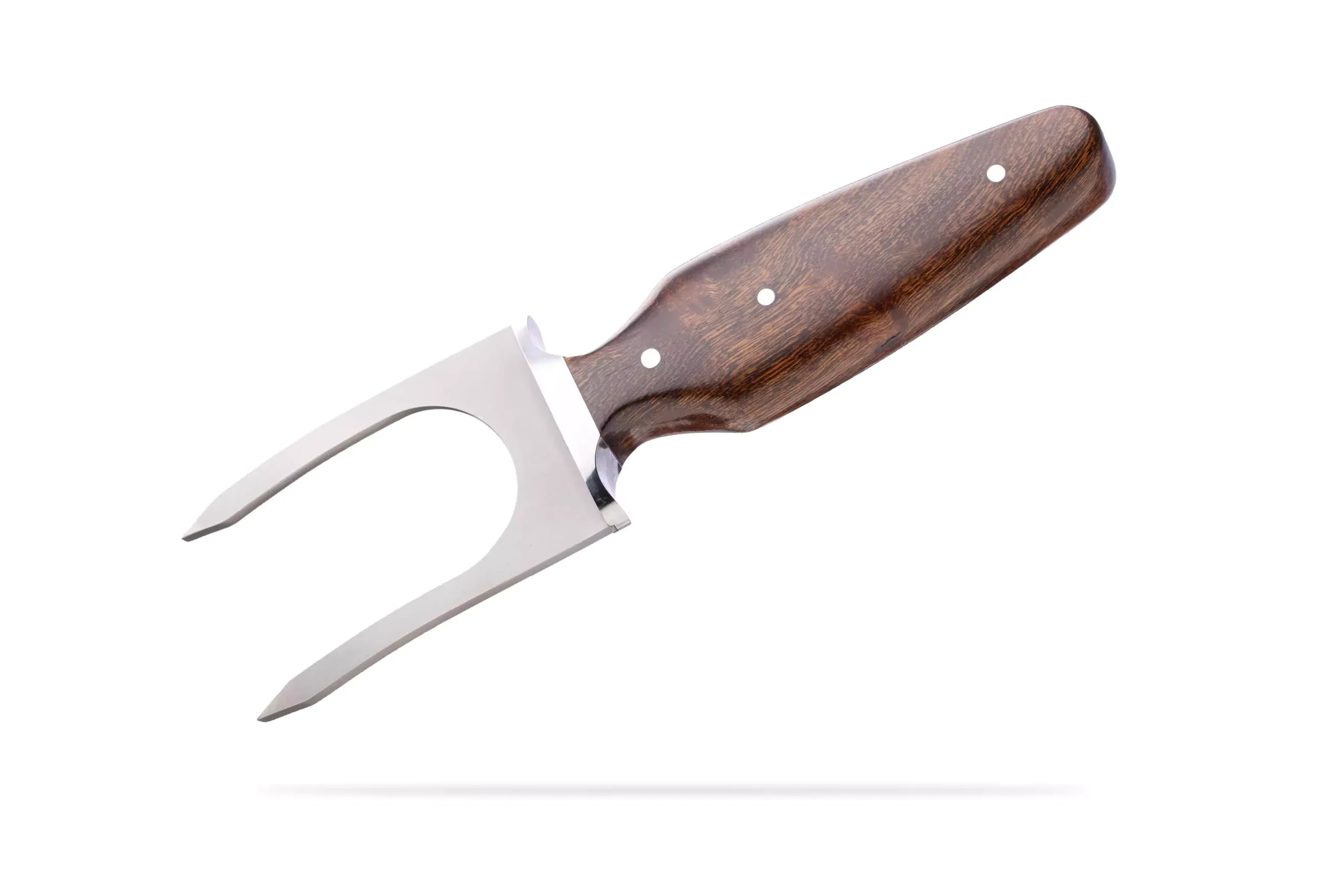 Knives of Alaska carving fork with polished ironwood handle and stainless prongs
