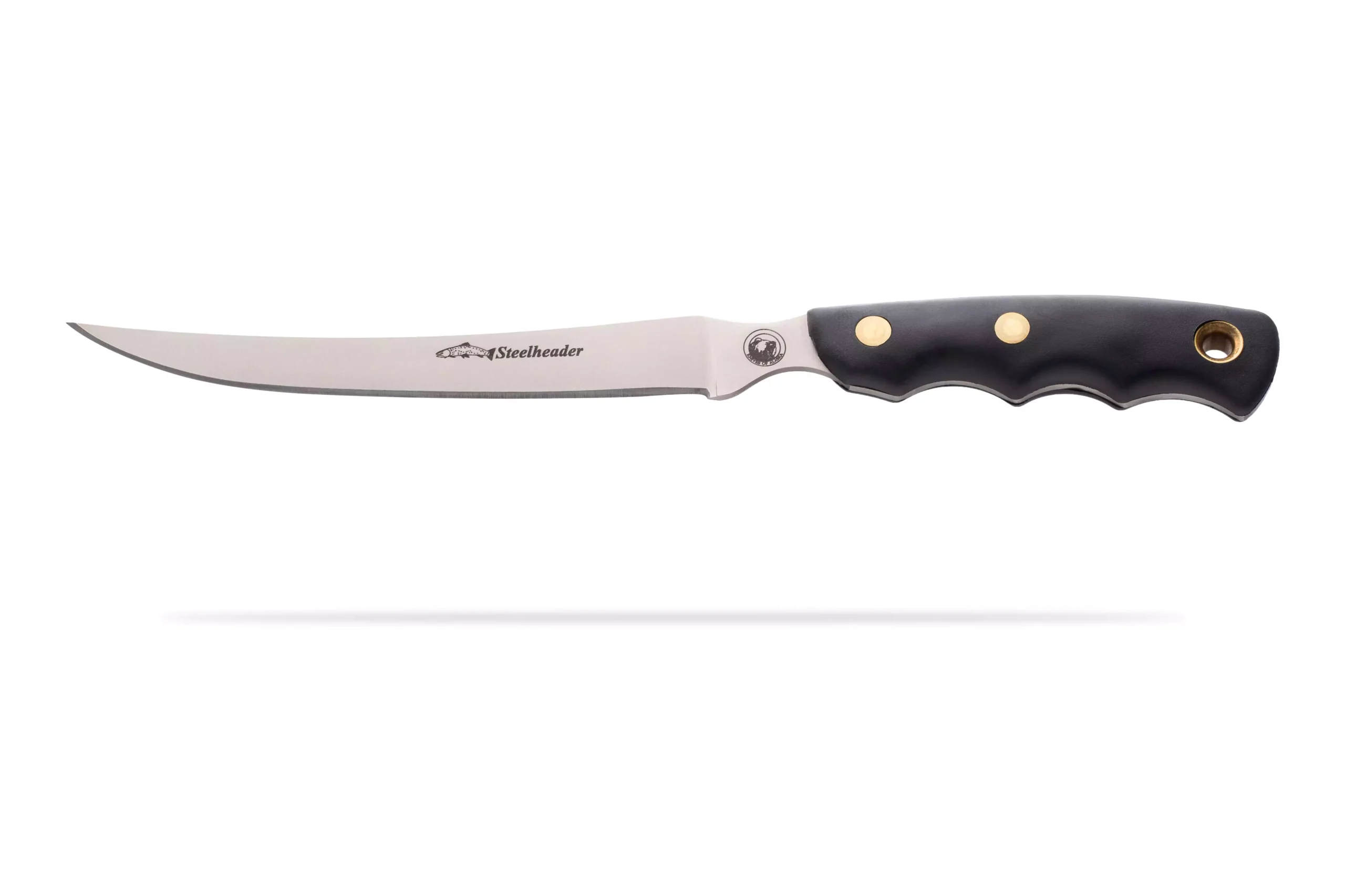 Steelheader knife with SureGrip handle and 440-C stainless steel blade, designed for precise fish filleting.