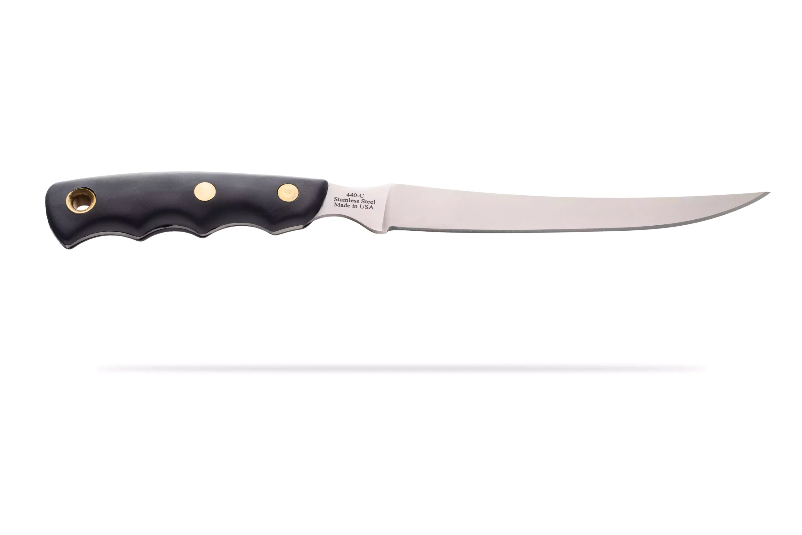 Steelheader knife with SureGrip handle and 440-C stainless steel blade, designed for precision filleting.
