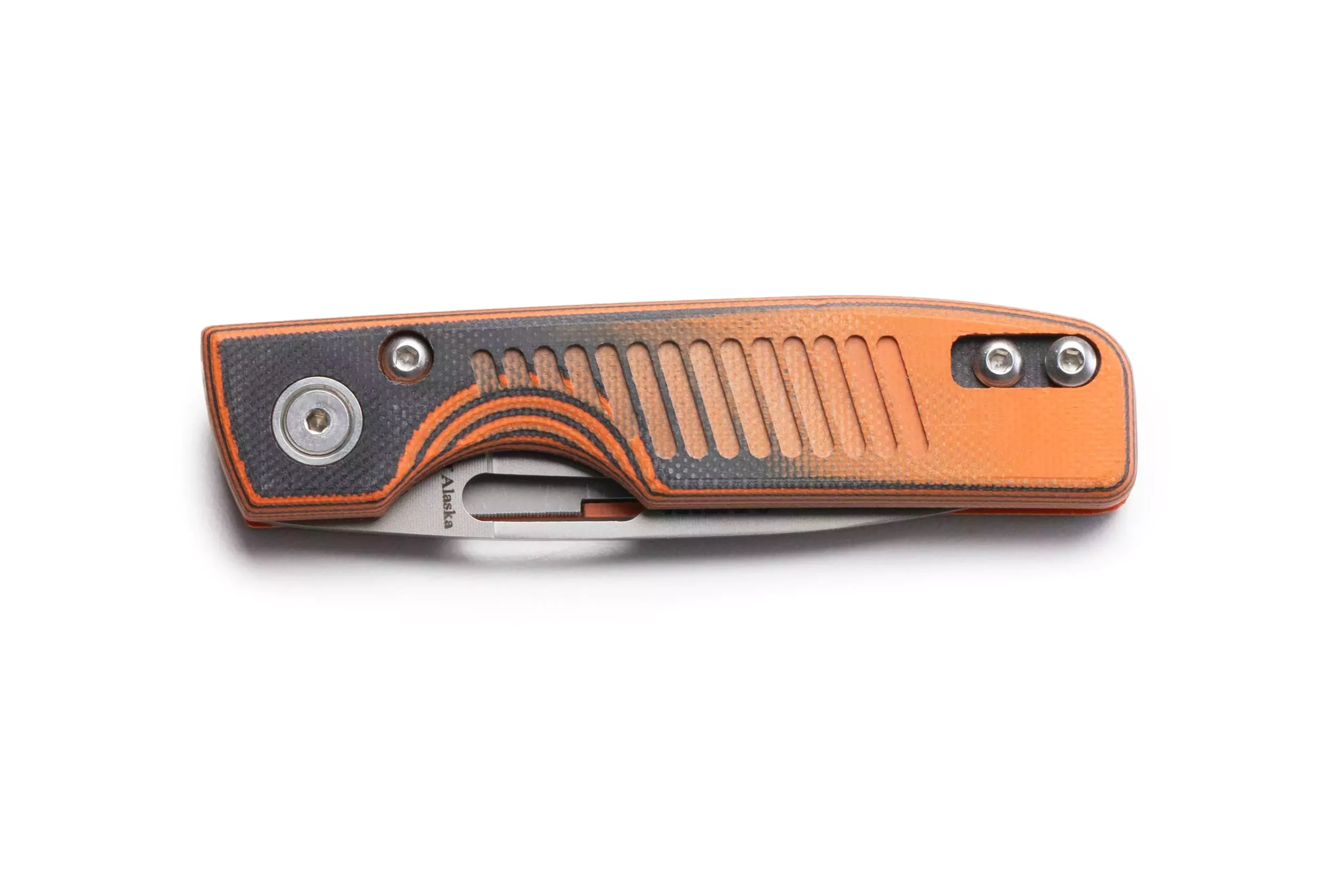 Folded Onyx liner lock knife with G10 SureGrip handle and pocket clip.