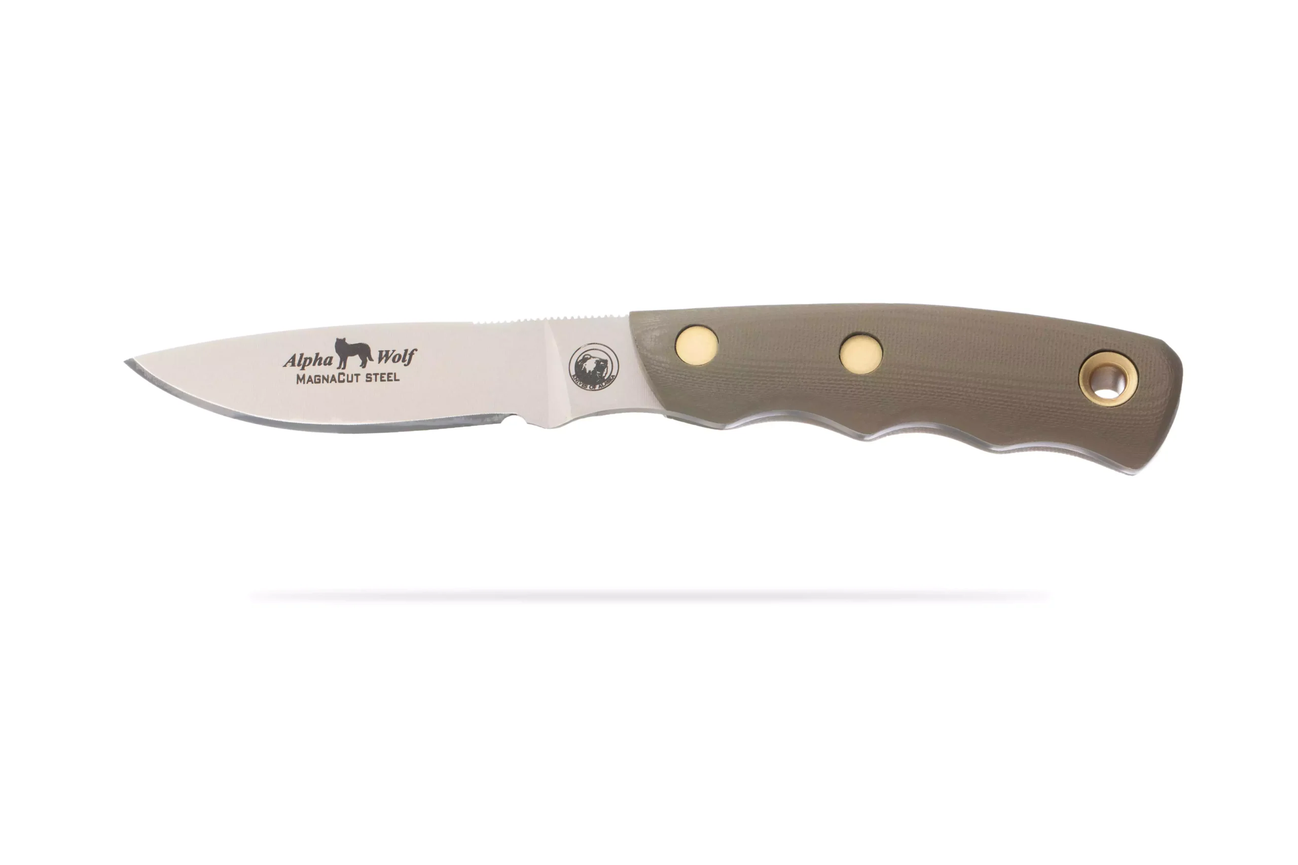 Alpha Wolf hunting knife with OD green G10 handle and Magnacut steel blade