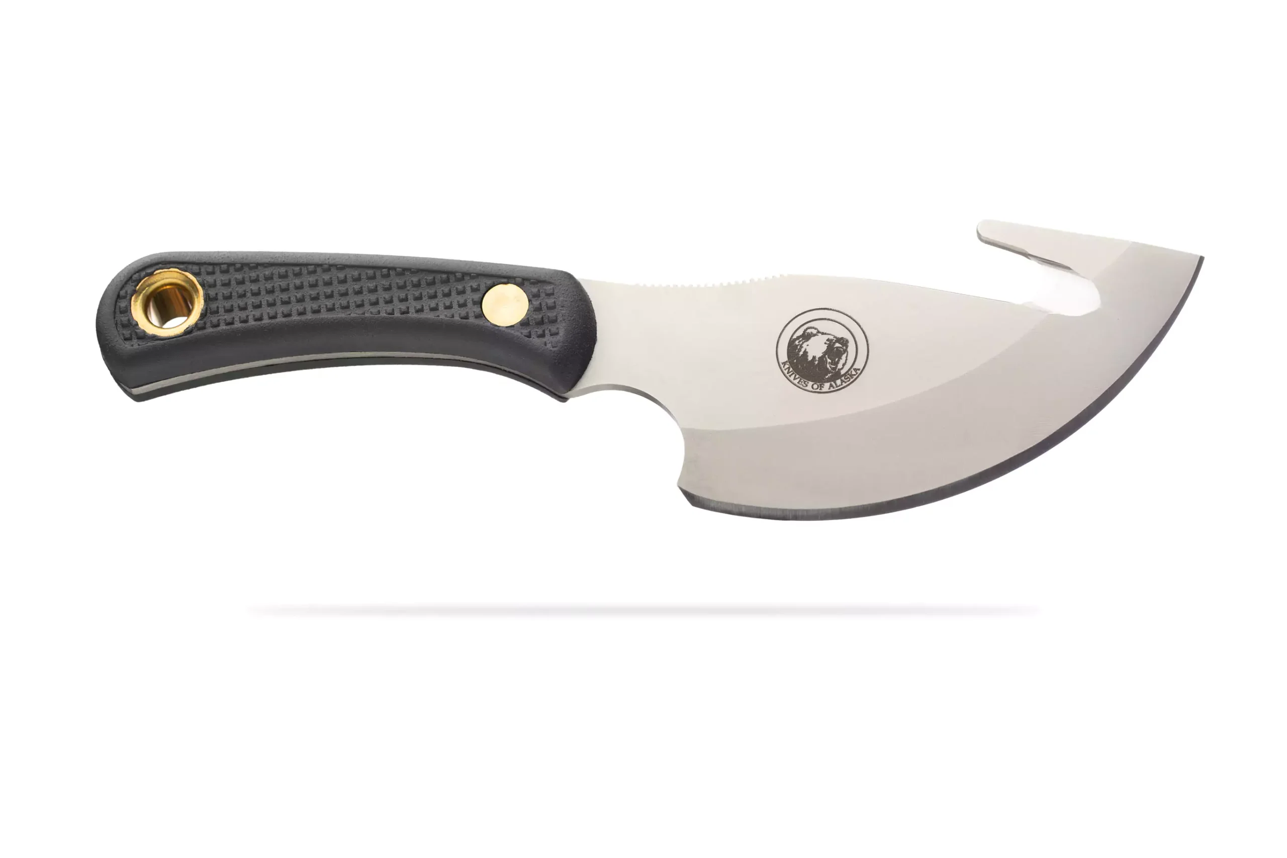 Knives of Alaska Caribou knife with black Suregrip handle and D2 tool steel blade