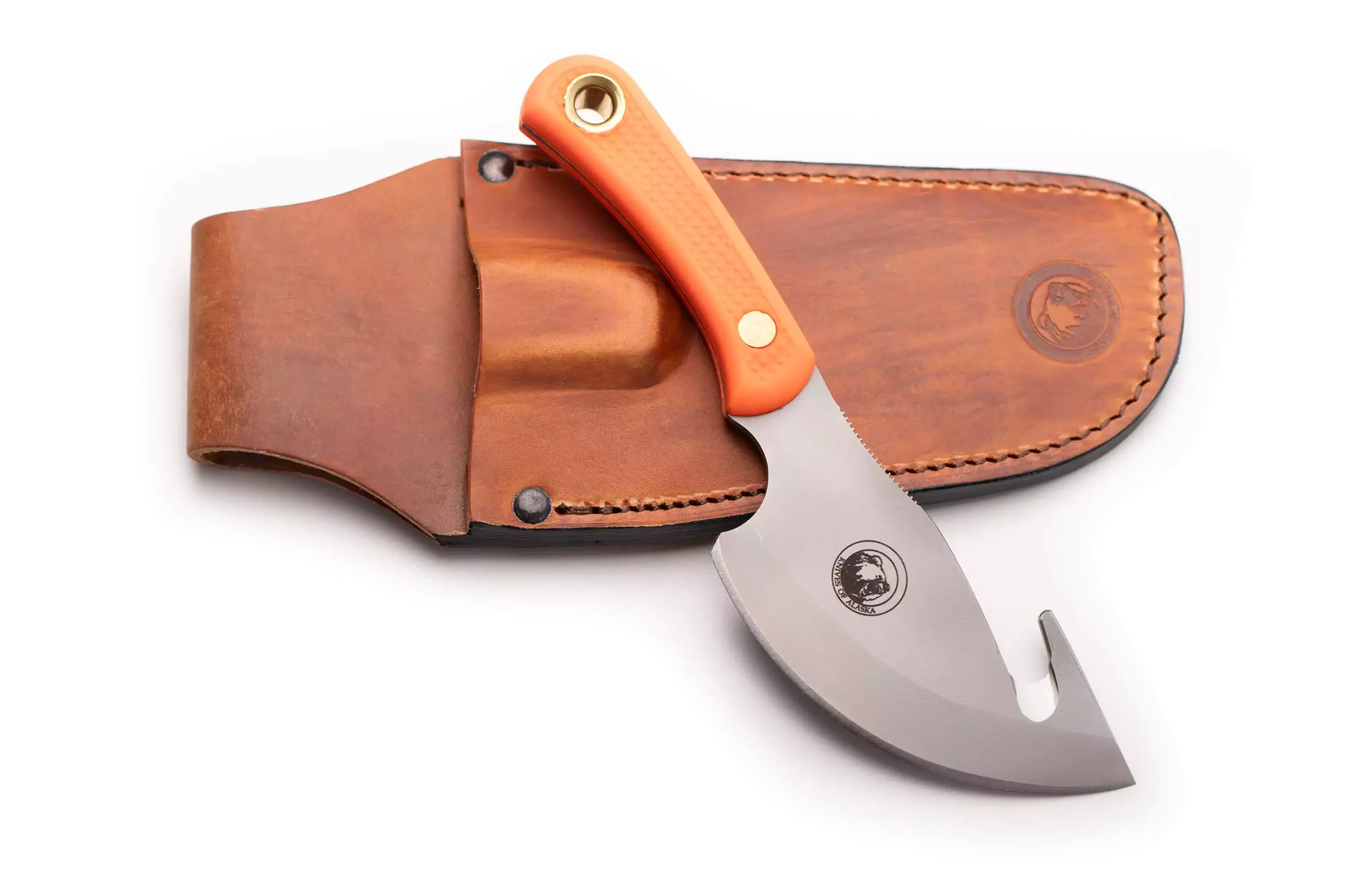 Knives of Alaska Caribou knife with Suregrip handle and leather sheath