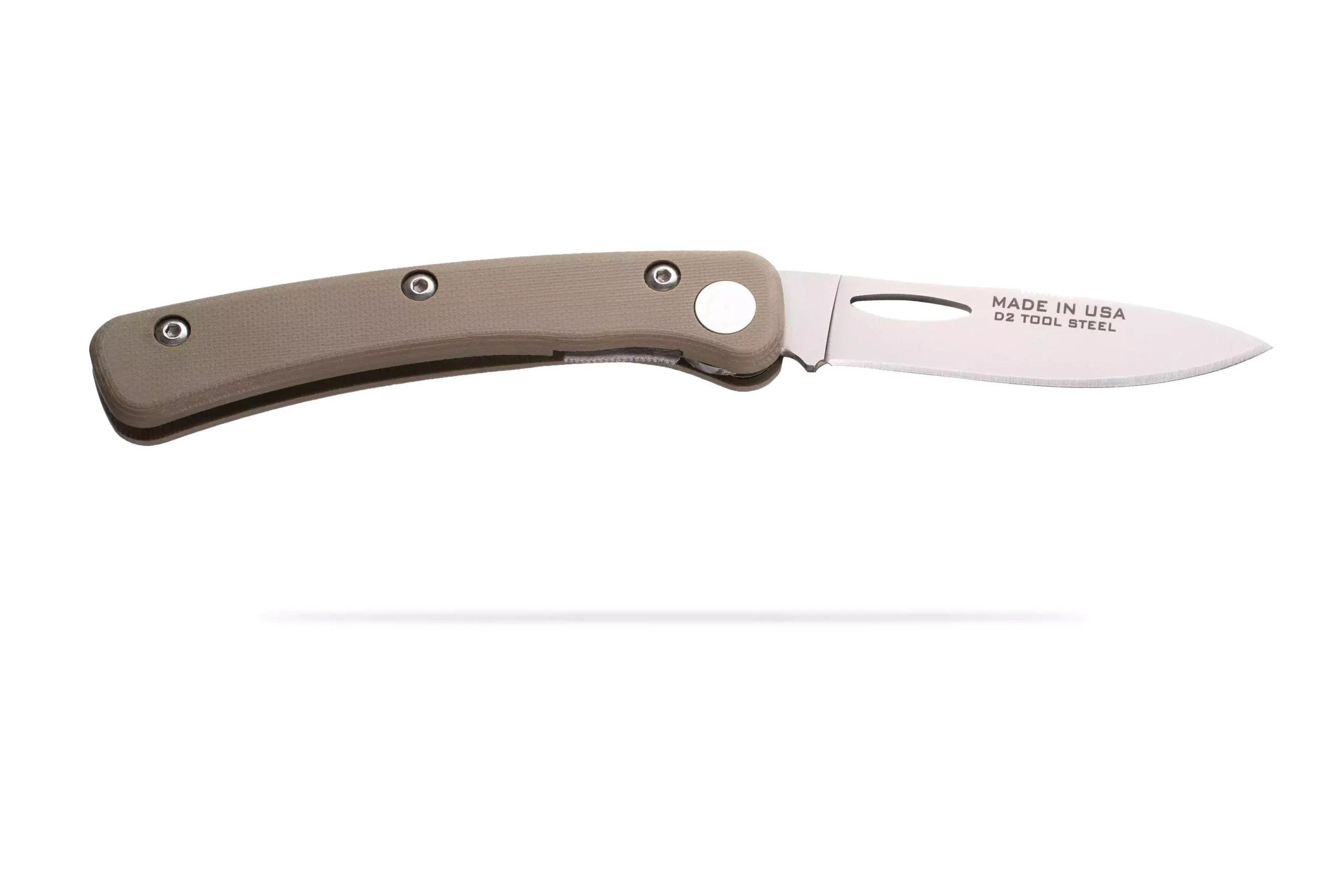 Featherlight Hunter folding knife with OD green G10 handle and D2 tool steel blade