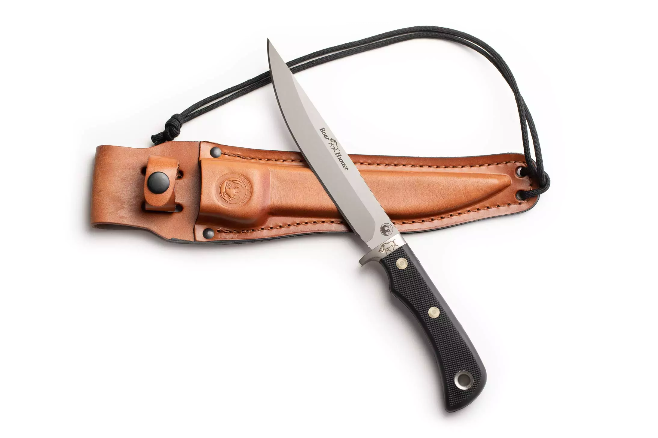 Magnum Boar Hunter knife with Suregrip handle and leather sheath