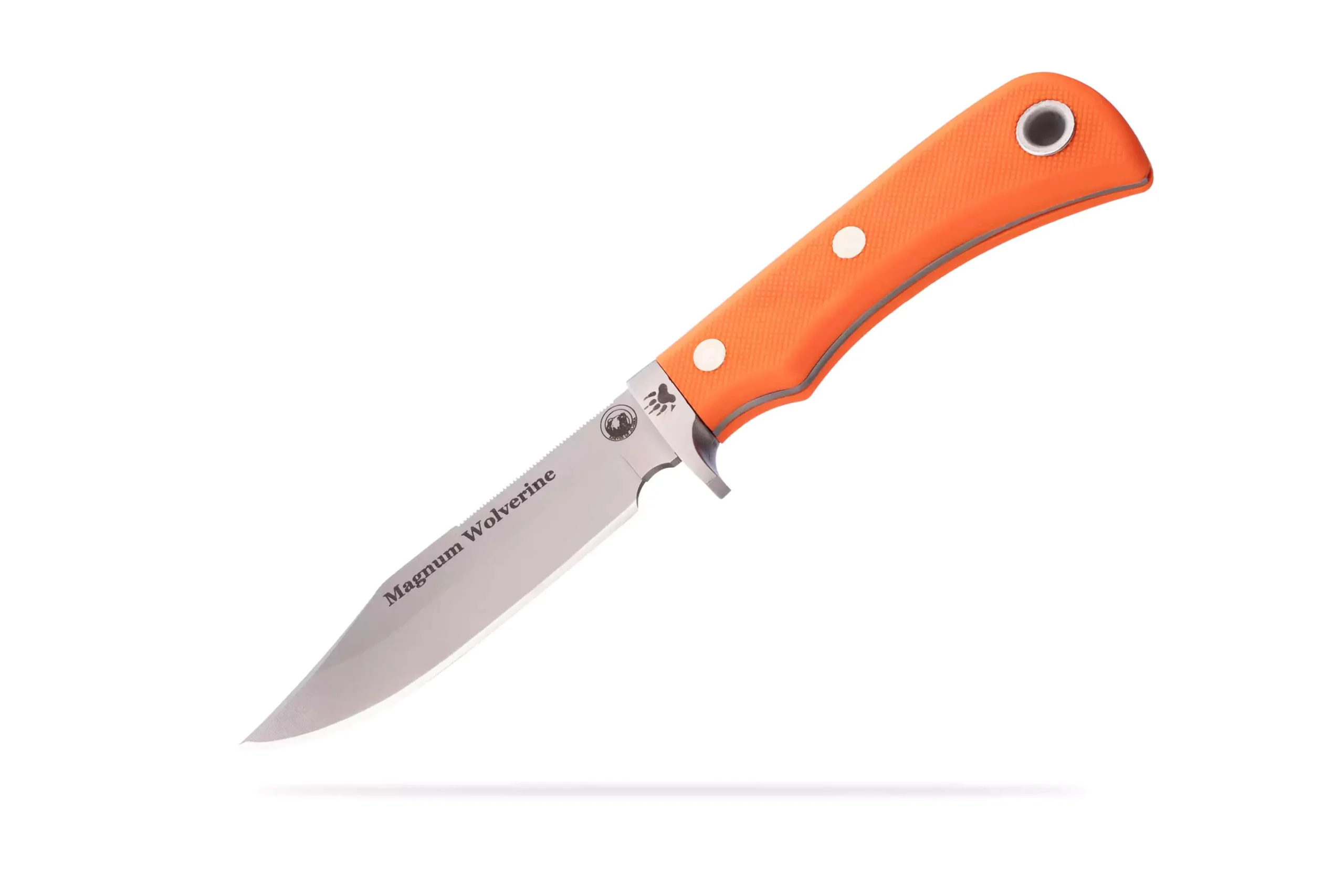 Magnum Wolverine knife with bright orange Suregrip handle