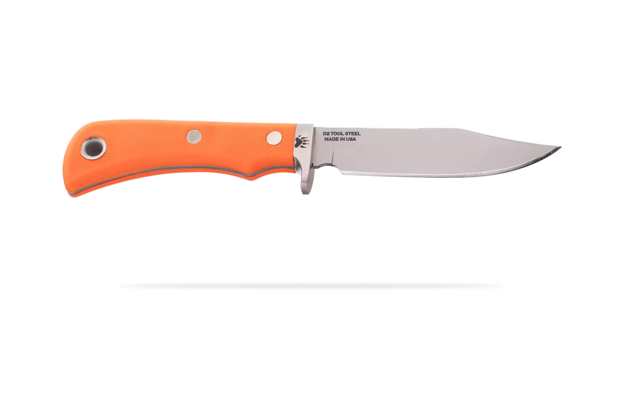 Magnum Wolverine knife with orange Suregrip handle and D2 tool steel blade
