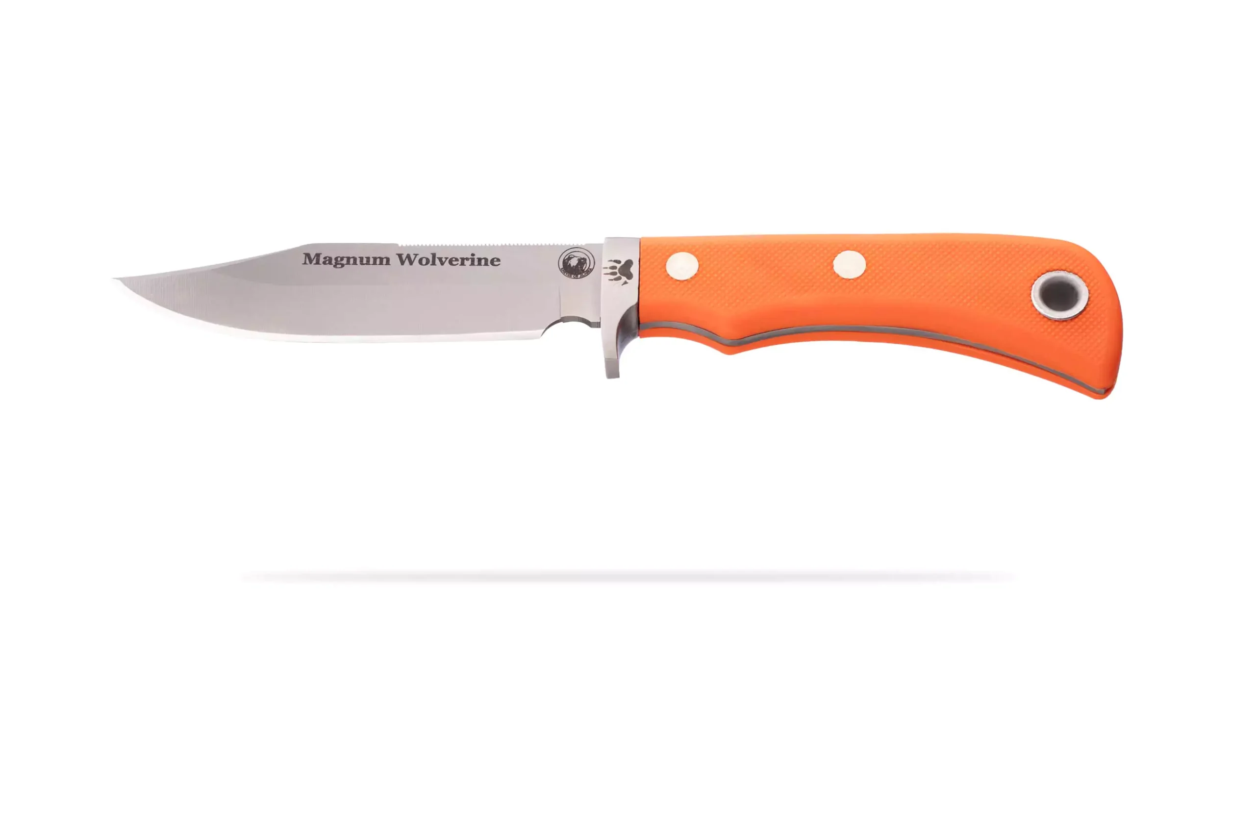 Magnum Wolverine knife with bright orange Suregrip handle