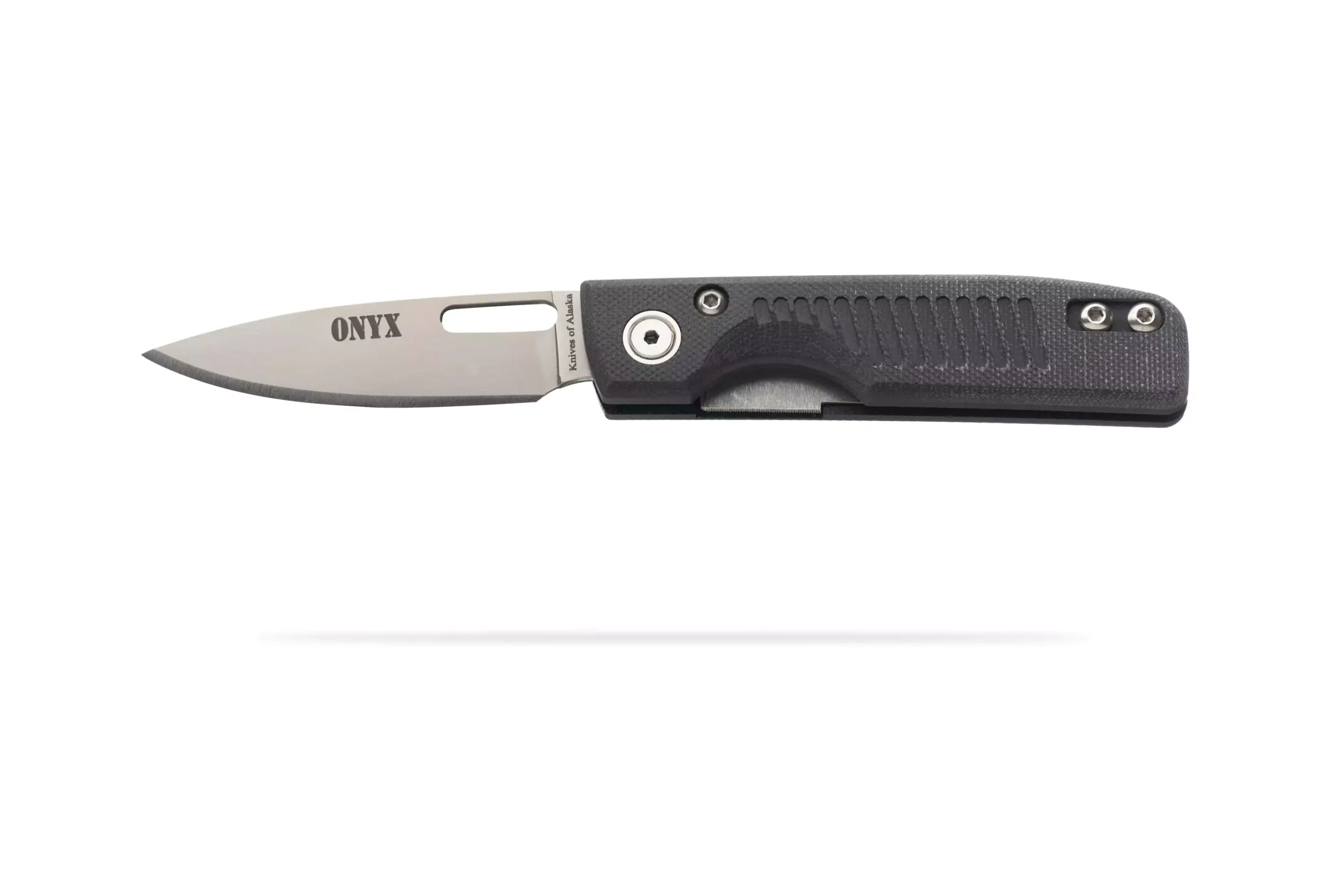 Onyx liner lock knife with black G10 handle and MagnaCut stainless steel blade