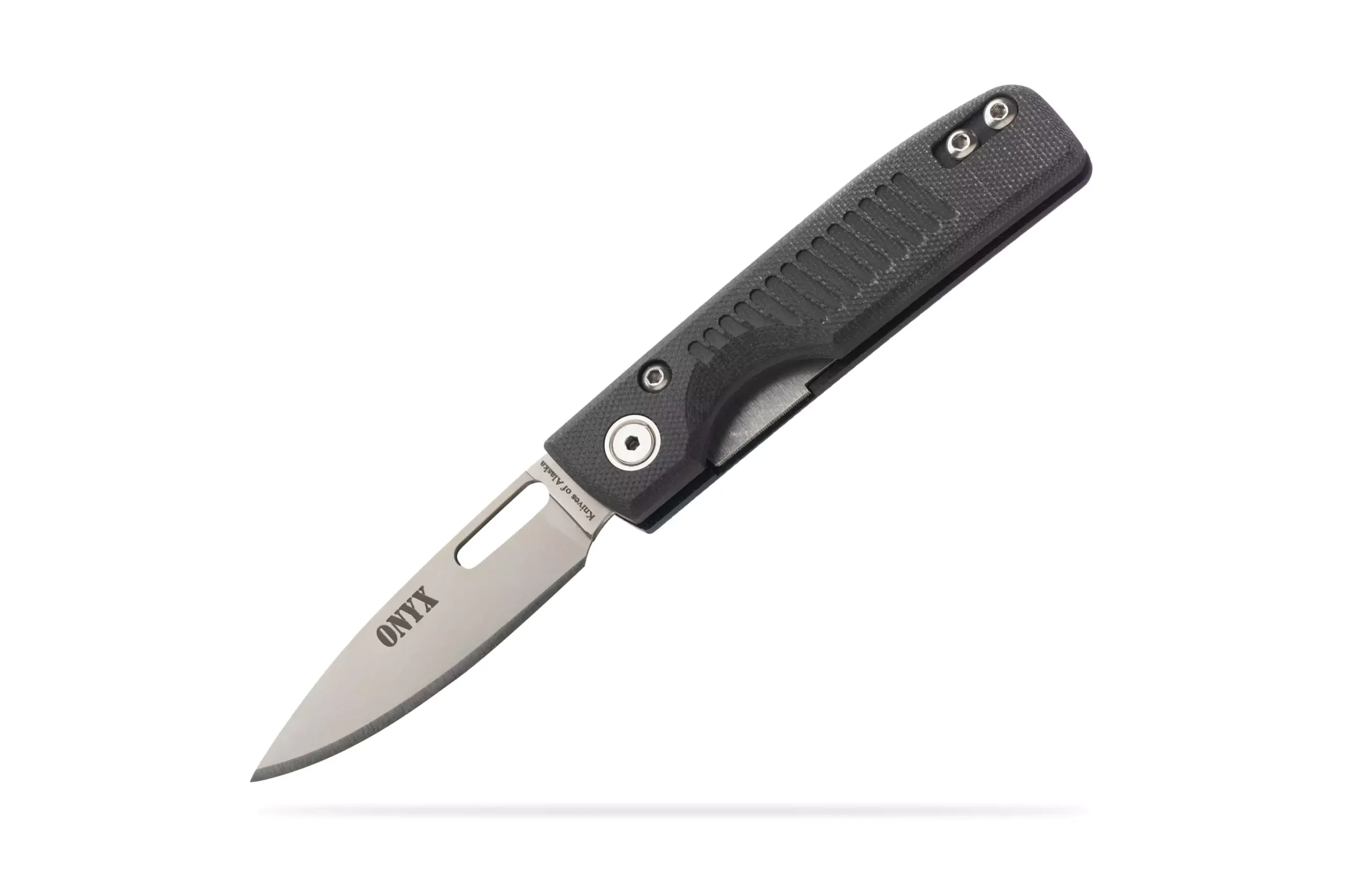 Onyx liner lock knife with black G10 handle and MagnaCut stainless steel blade