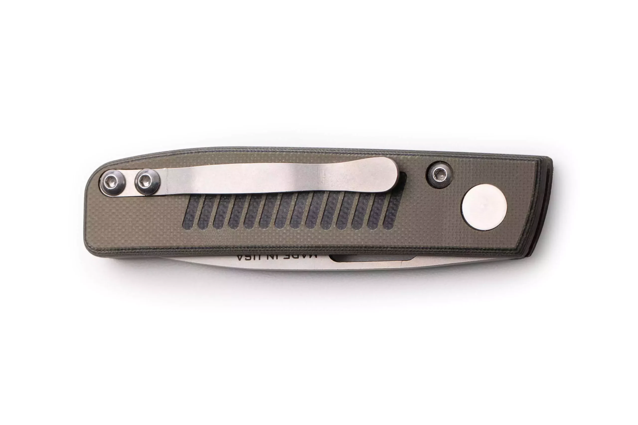 Onyx liner lock folding knife with G10 OD handle and MagnaCut stainless steel blade in folded view