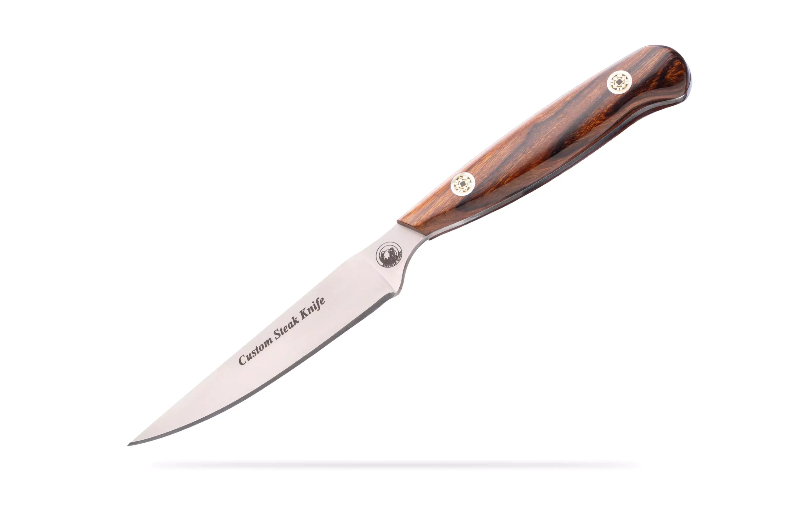 Custom steak knife with ironwood handle and 440C stainless steel blade