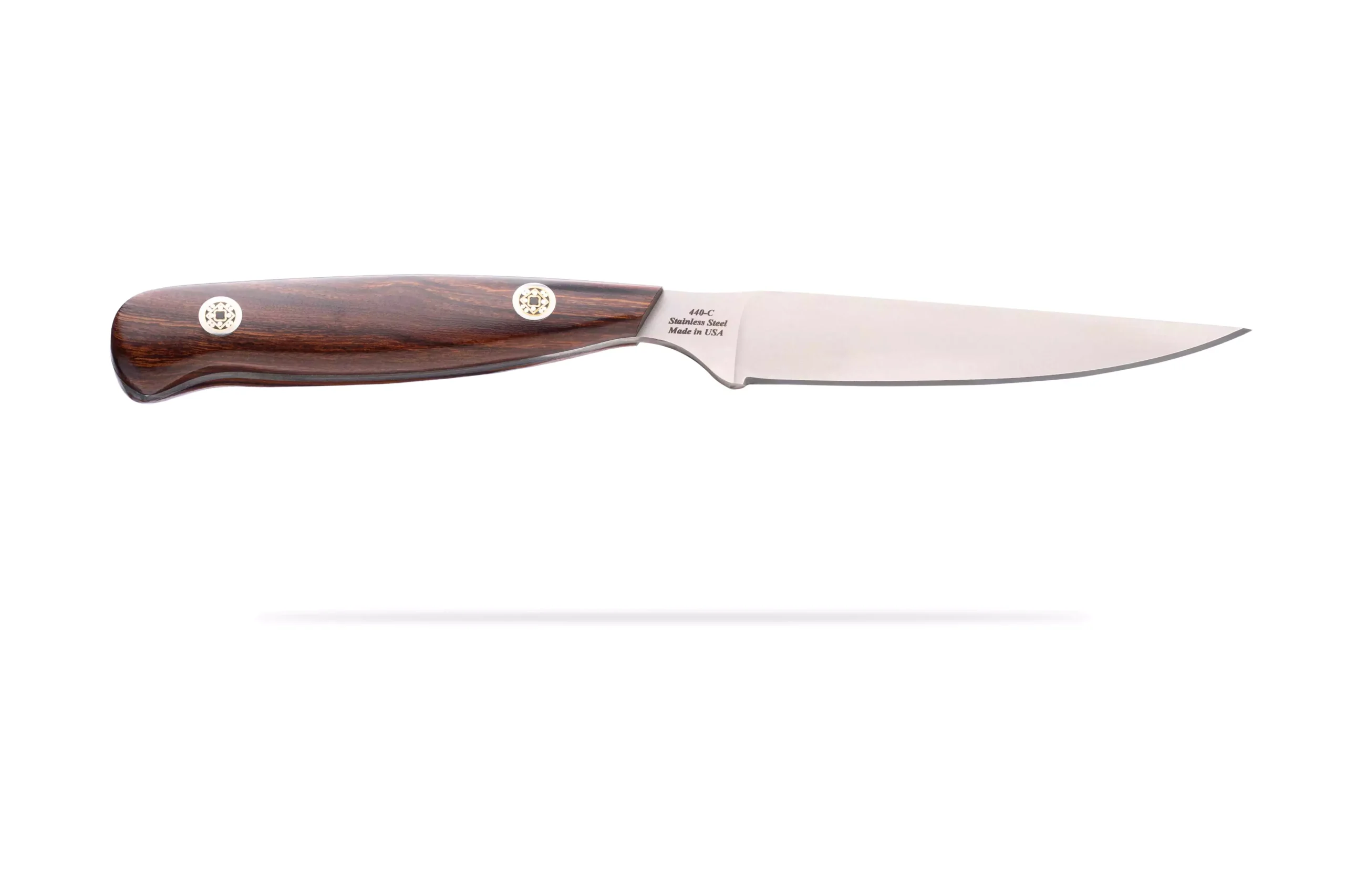 Steak knife with ironwood handle and 440-C stainless steel blade