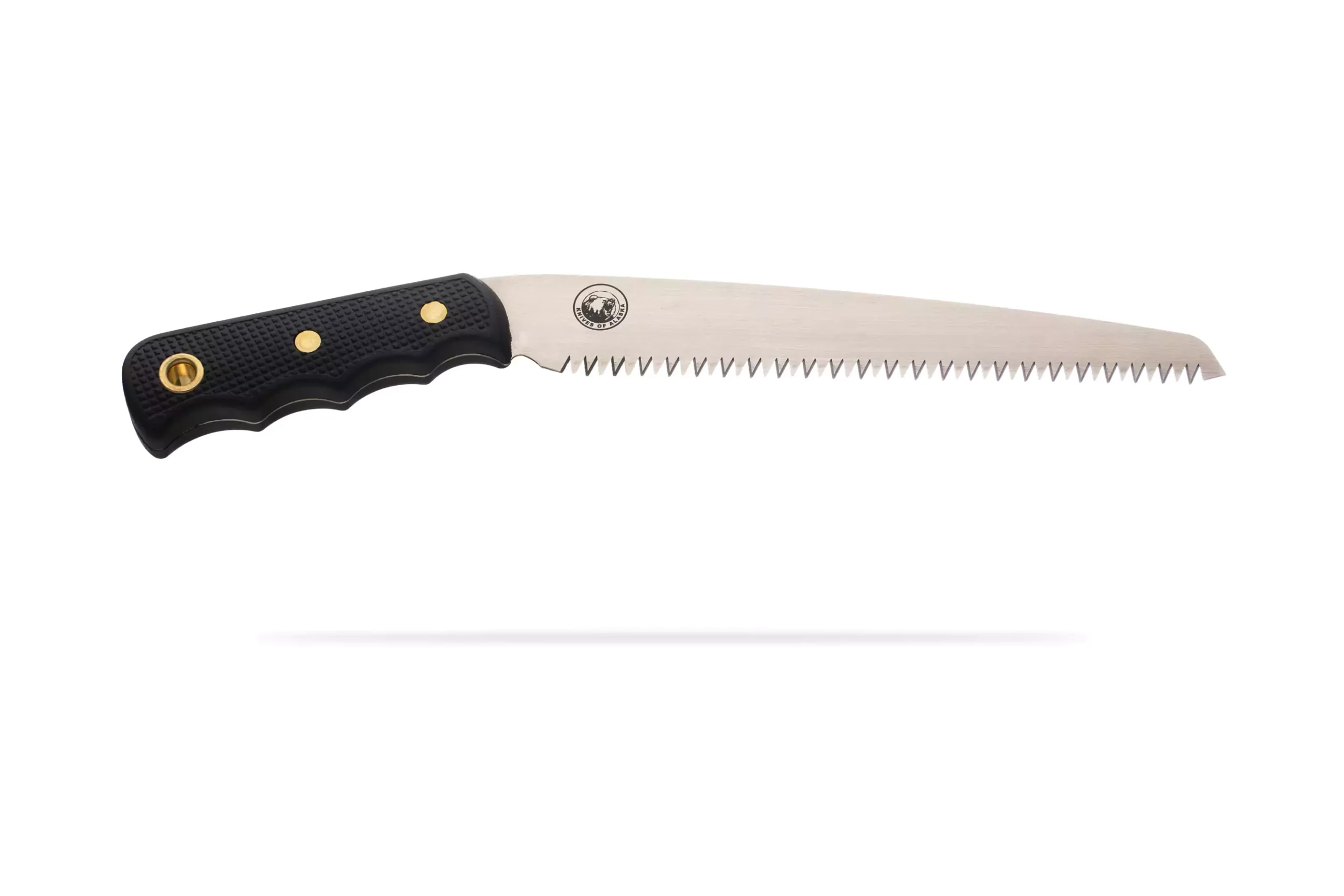 Knives of Alaska Wood Saw with textured handle and SK5 steel blade.