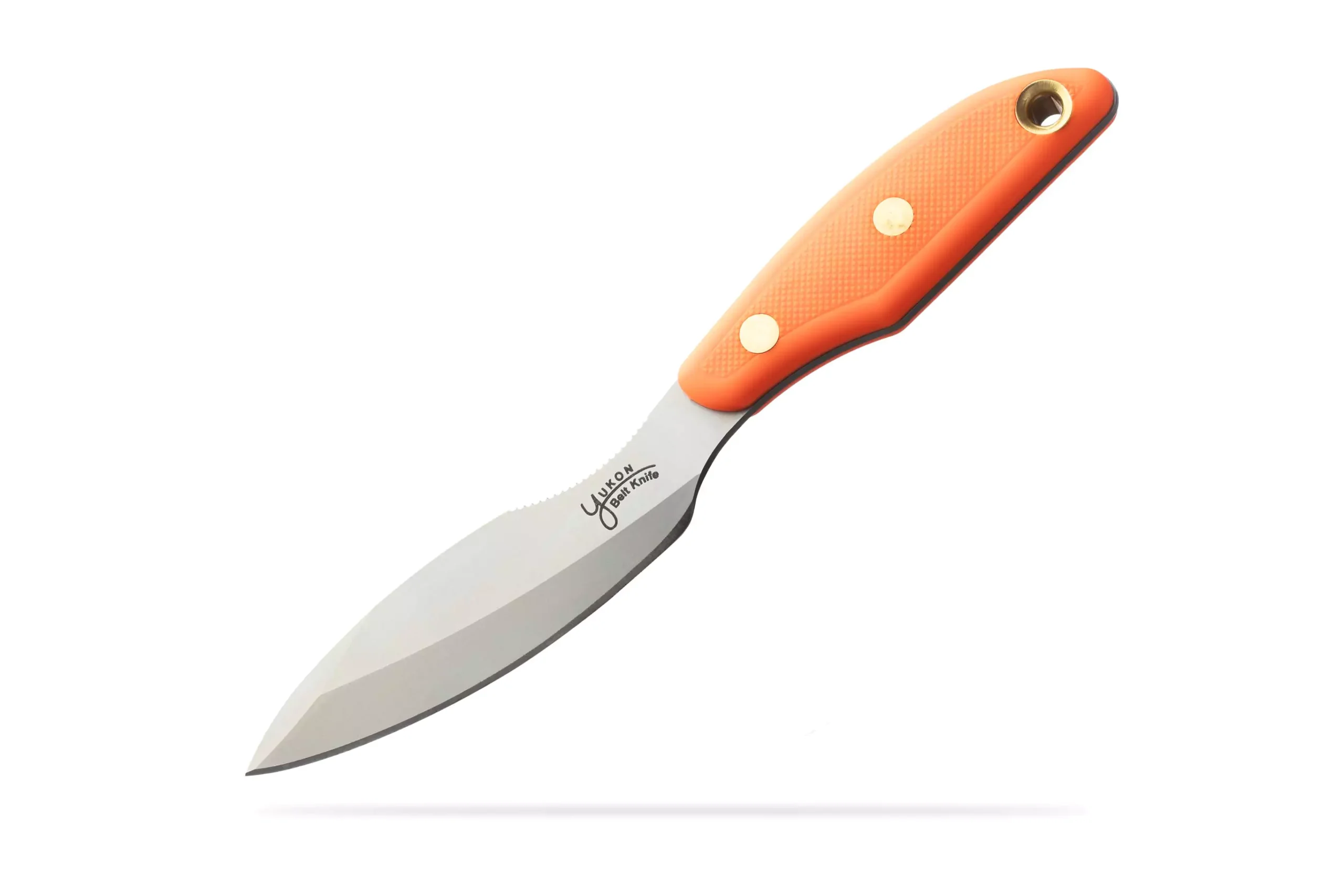 Knives of Alaska Yukon #2 knife with blaze orange SureGrip handle and D2 steel blade.