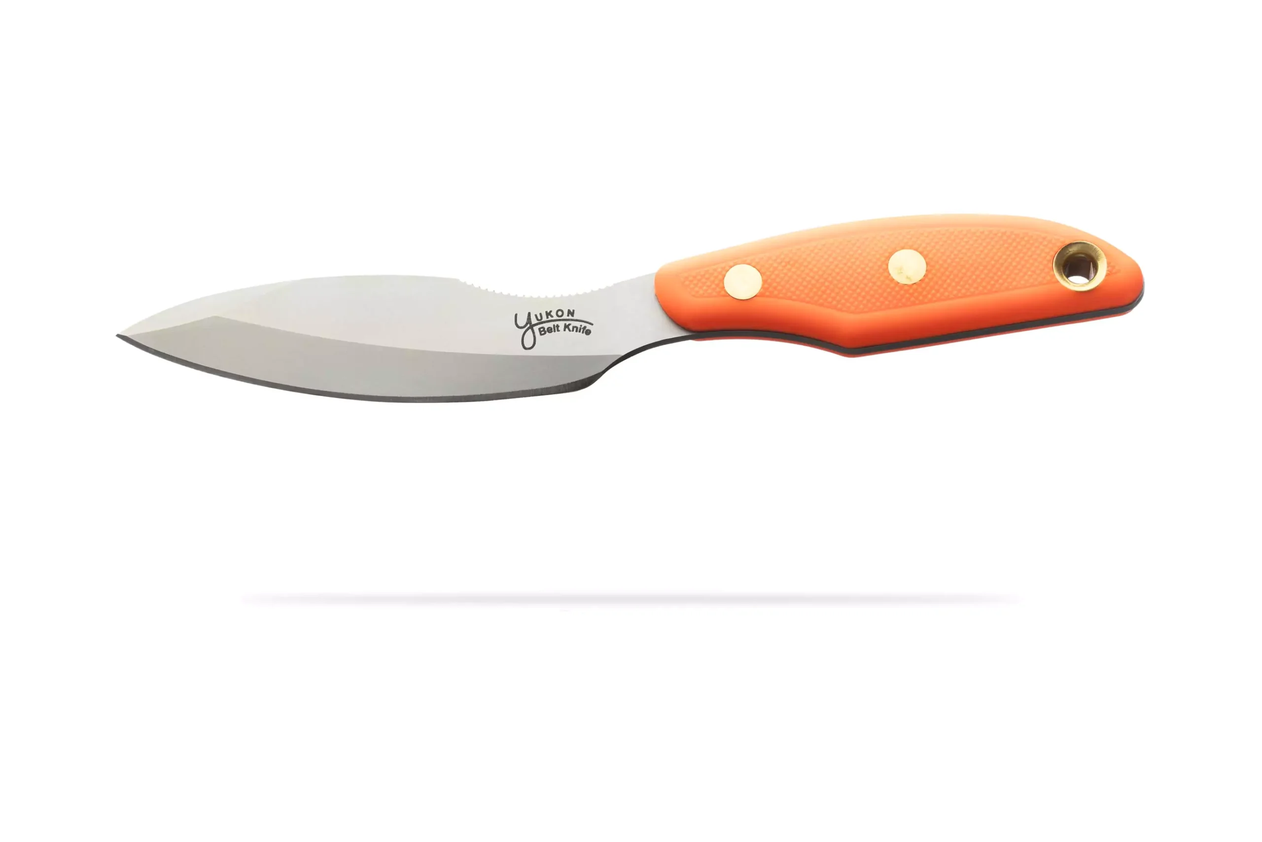 Knives of Alaska Yukon #2 knife with blaze orange SureGrip handle and D2 steel blade.