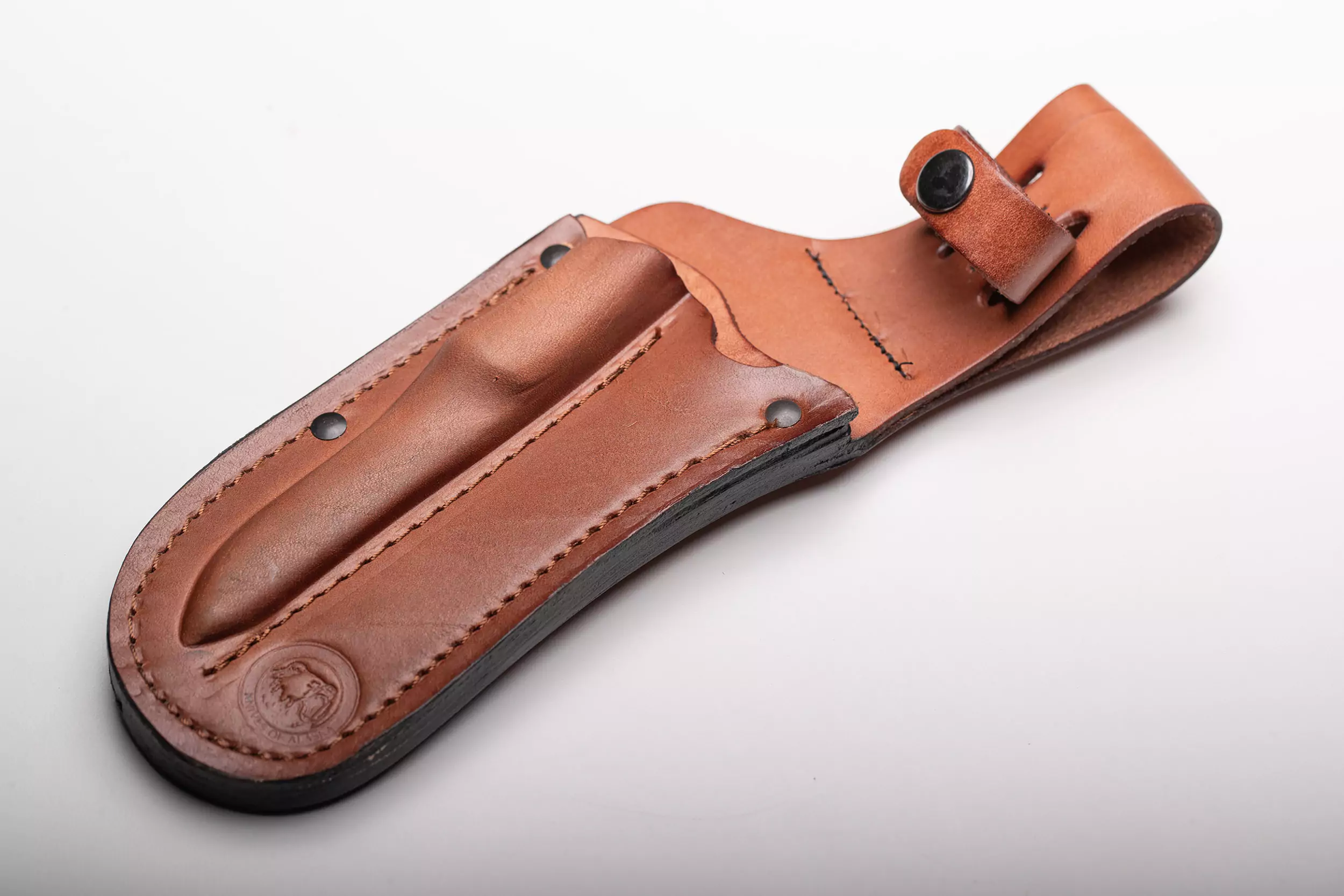 Replacement leather sheath for Knives of Alaska Brown Bear Combo knives.