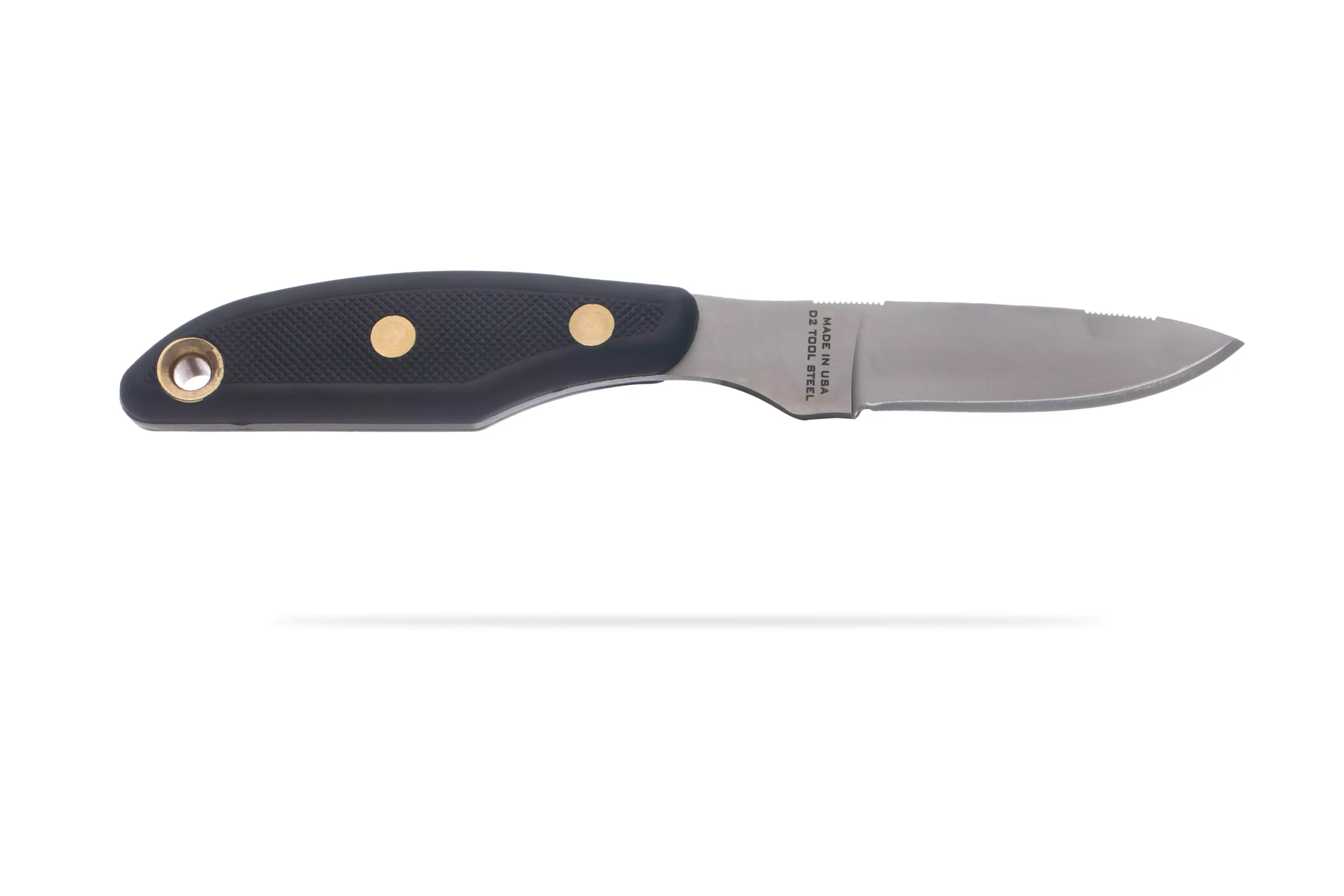 Knives of Alaska Badger knife with black SureGrip handle and compact blade.
