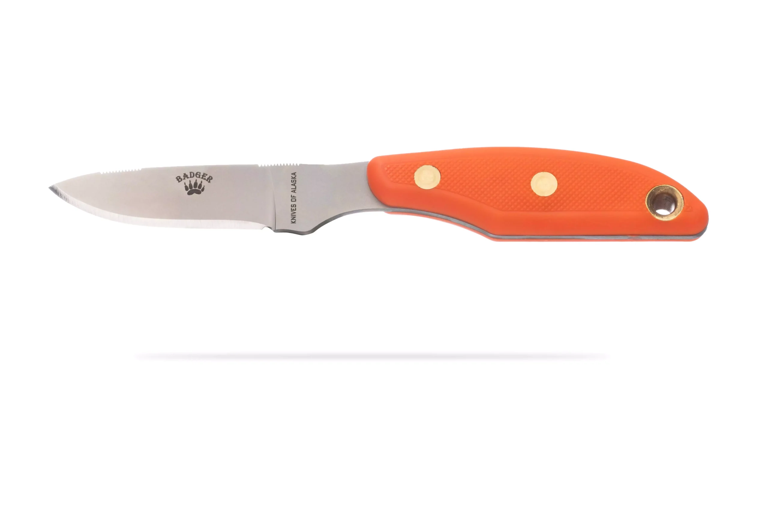 Knives of Alaska Badger knife with SureGrip handle and D2 tool steel blade.
