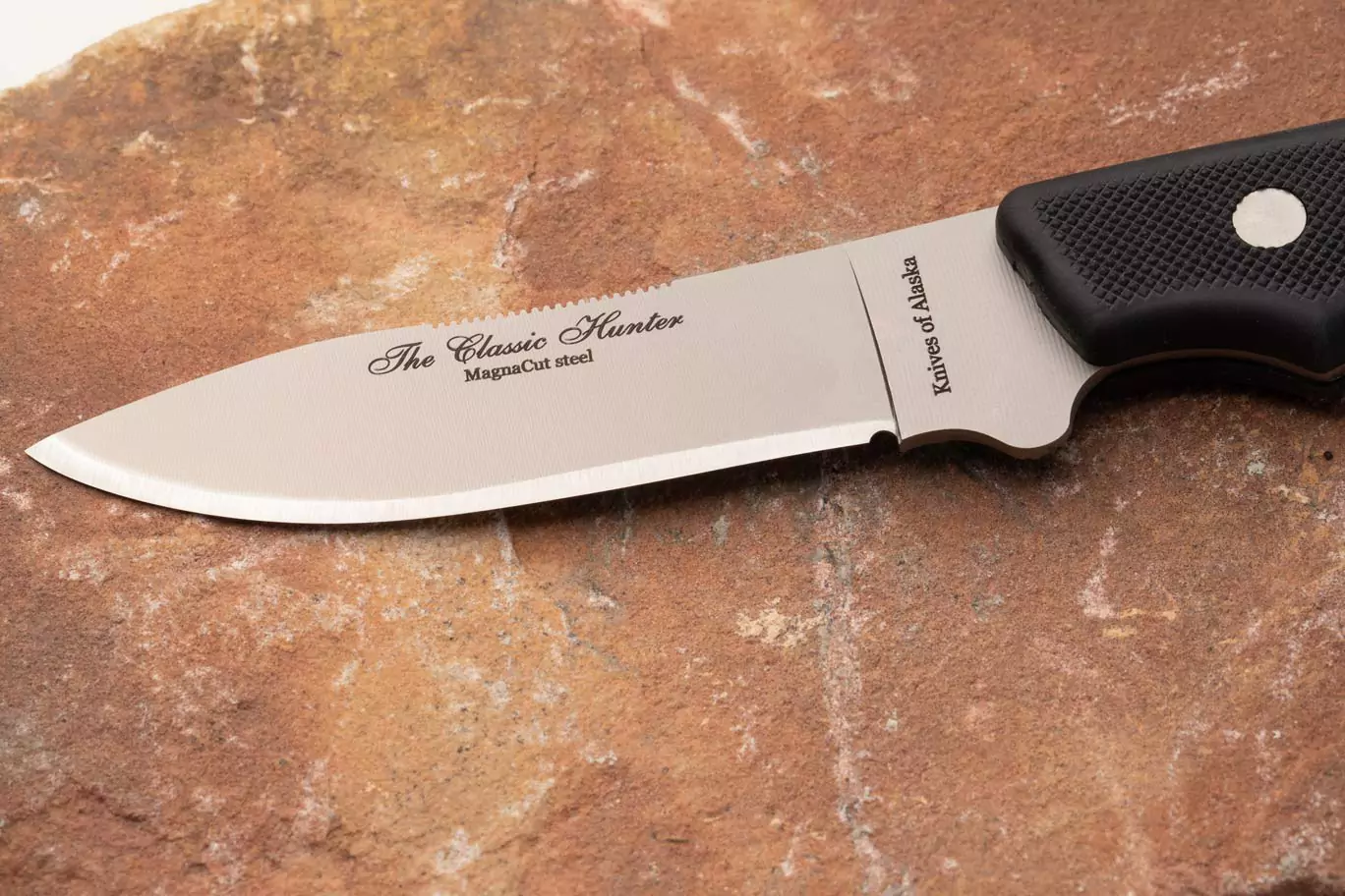 Knives of Alaska Classic Hunter knife with Suregrip handle and Magnacut steel blade featuring a ceramic peened non-glare finish