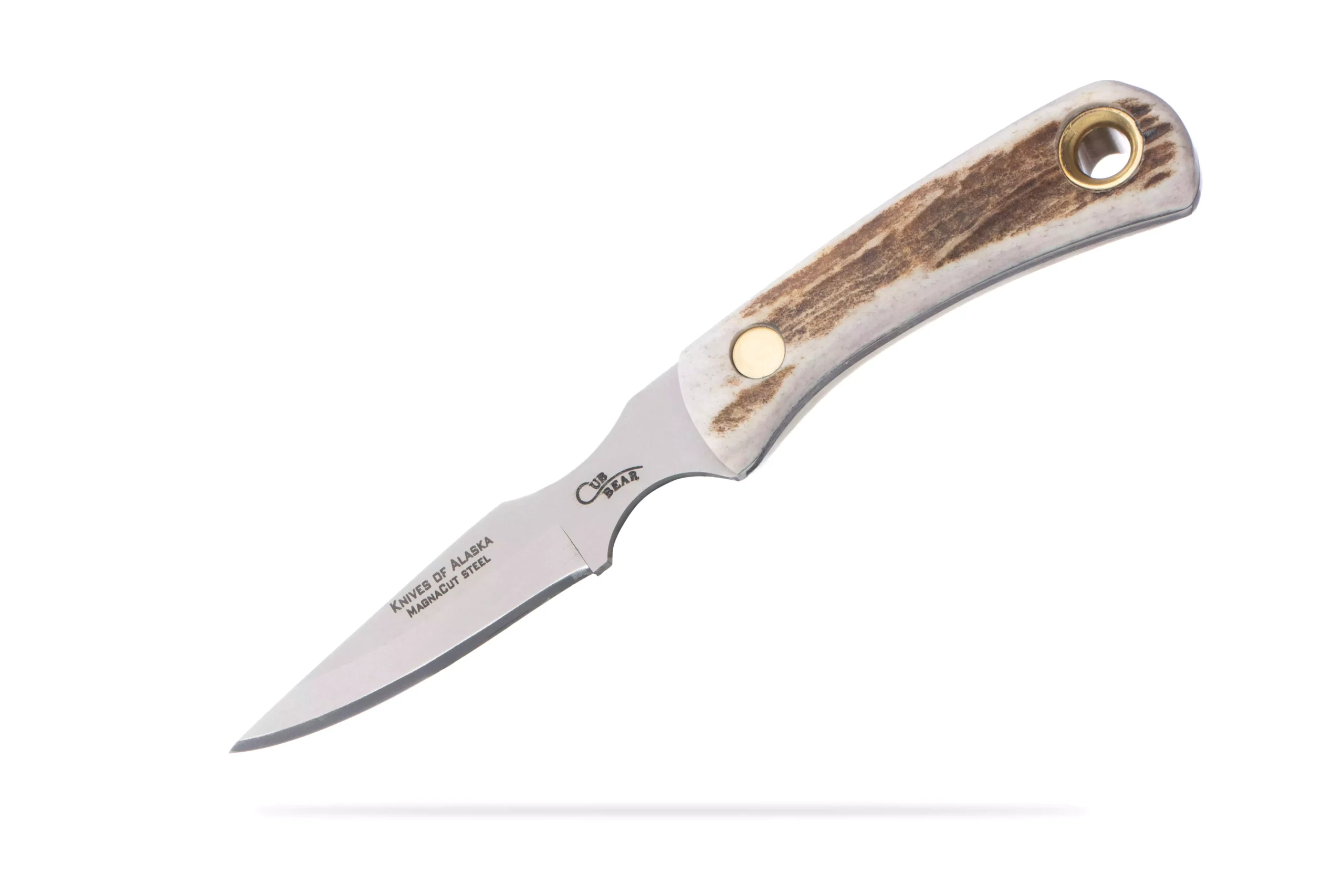 Cub Bear hunting knife with stag handle and MagnaCut steel blade by Knives of Alaska