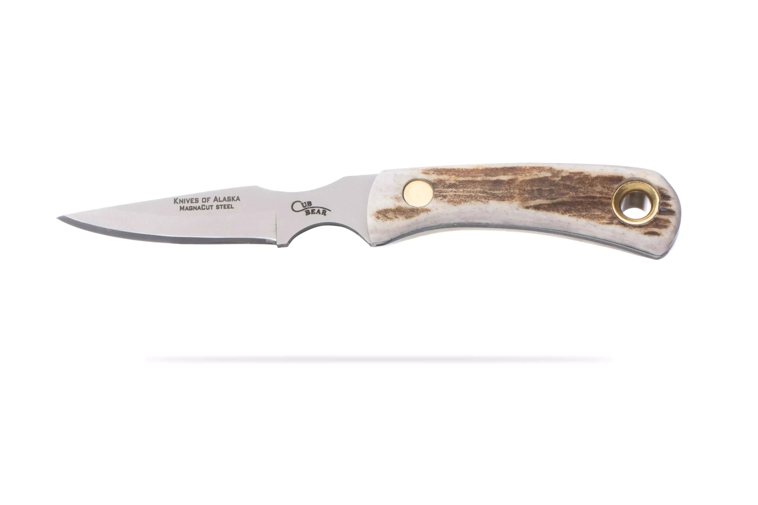 Knives of Alaska Cub Bear hunting knife with Magnacut steel blade and genuine stag handle