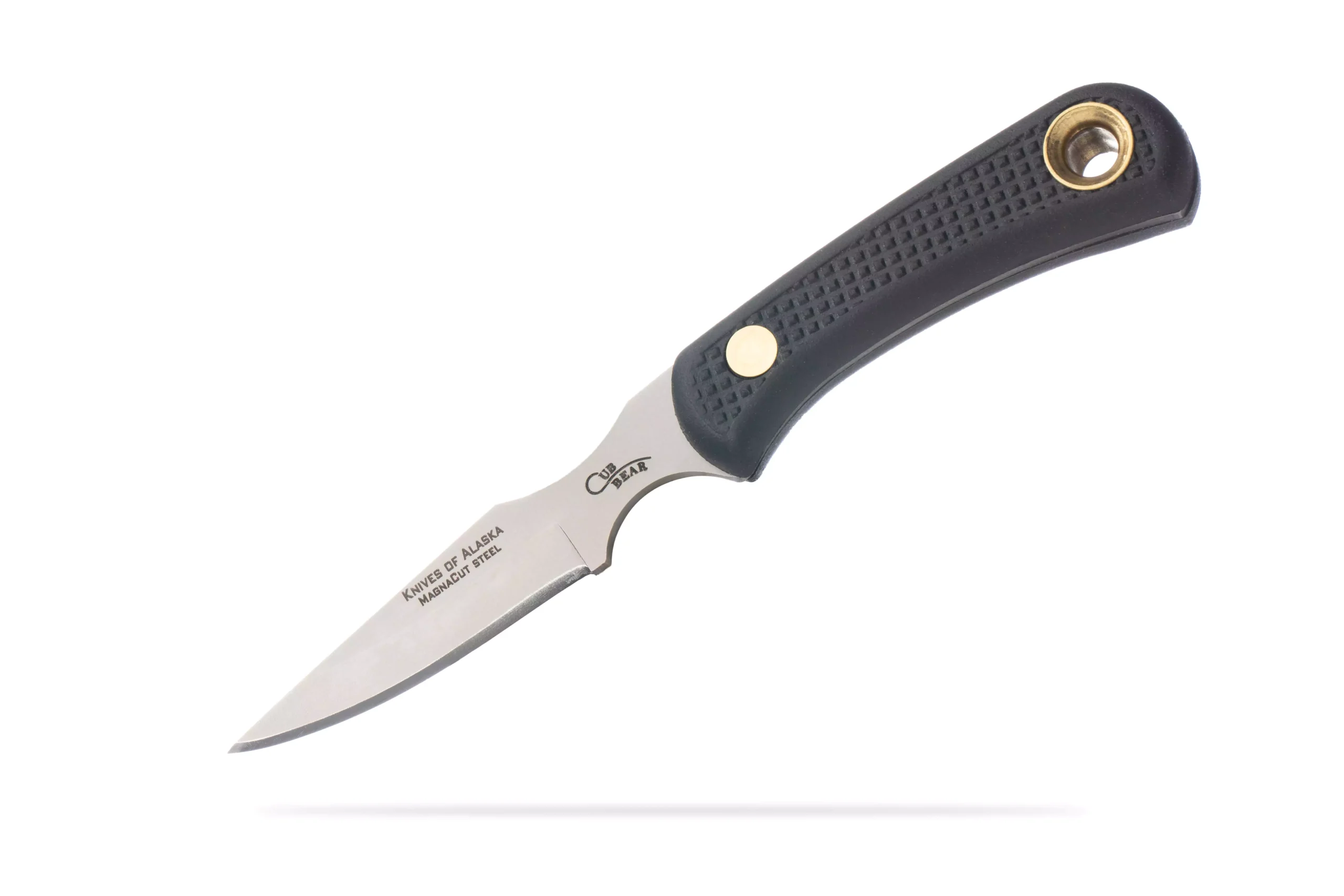 Knives of Alaska Cub Bear knife with Magnacut steel and black Suregrip handle