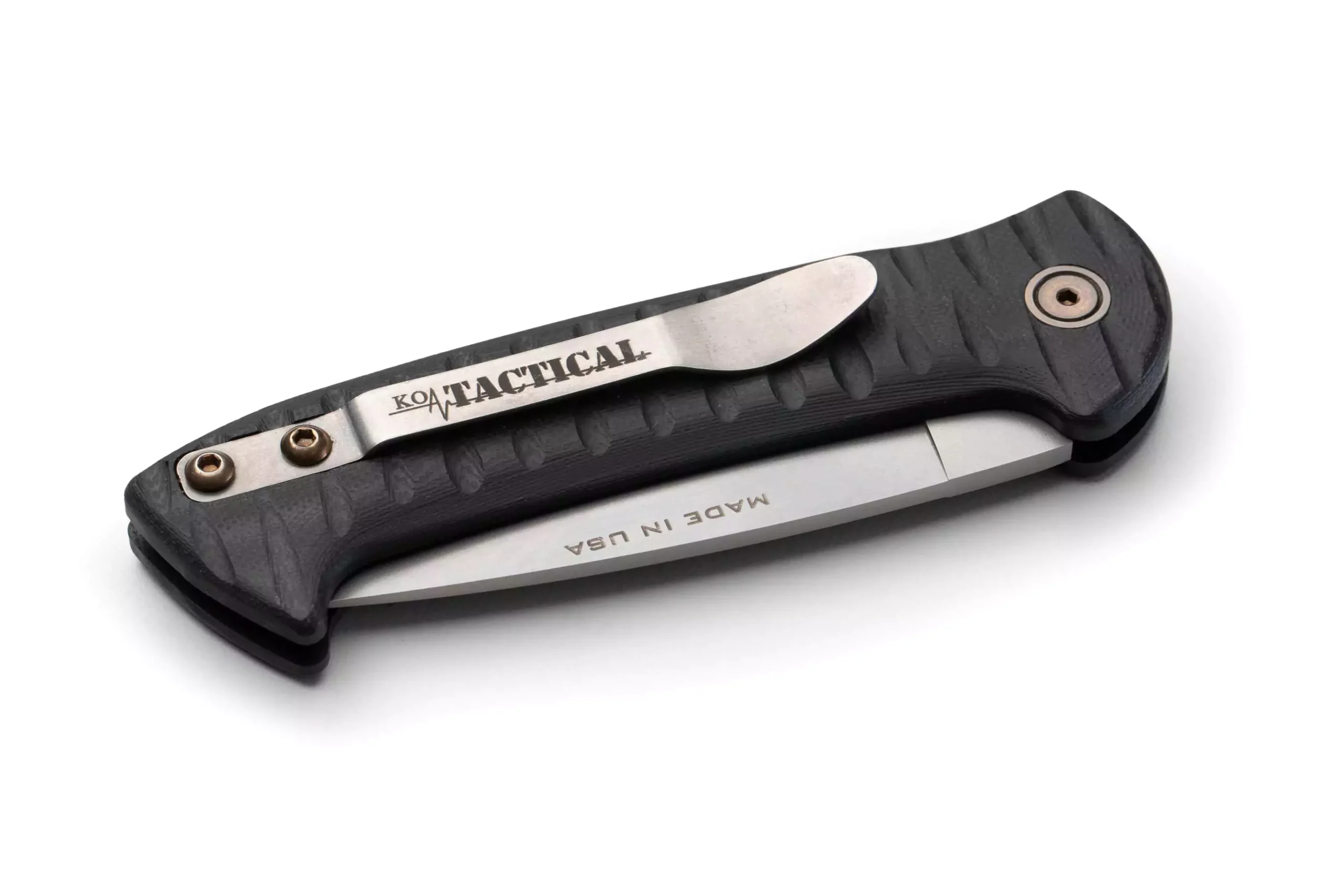 Knives of Alaska Recon Patrol Auto knife in closed position, featuring a black G10 Suregrip handle and partially visible Magnacut steel blade.
